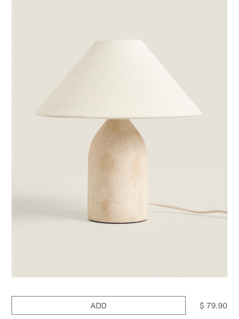Zara Cream Ceramic Table Lamp with White Shade